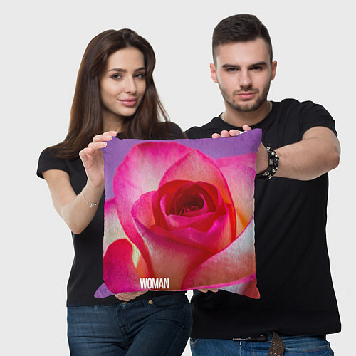 Подушка квадратная Розовая роза - woman / 3D-принт – фото 3