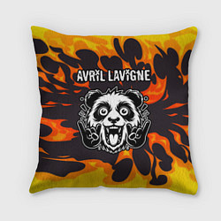 Подушка квадратная Avril Lavigne рок панда и огонь, цвет: 3D-принт