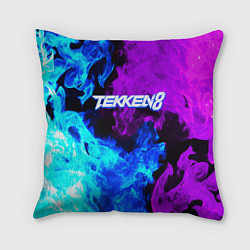 Подушка квадратная Tekken 8 неоновый огонь, цвет: 3D-принт