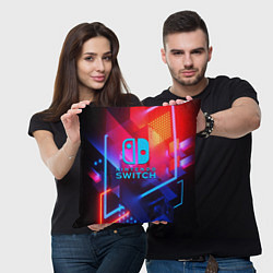 Подушка квадратная Нинтендо неоновый стиль игромания, цвет: 3D-принт — фото 2