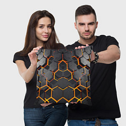 Подушка квадратная Нано соты шестиугольник, цвет: 3D-принт — фото 2