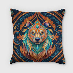 Подушка квадратная Медведь шаман тотемное животное, цвет: 3D-принт