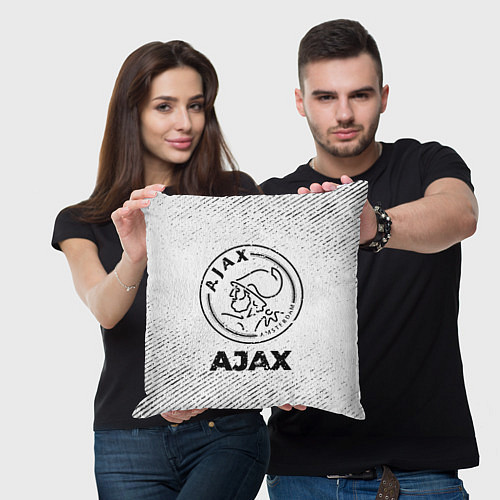 Подушка квадратная Ajax с потертостями на светлом фоне / 3D-принт – фото 3
