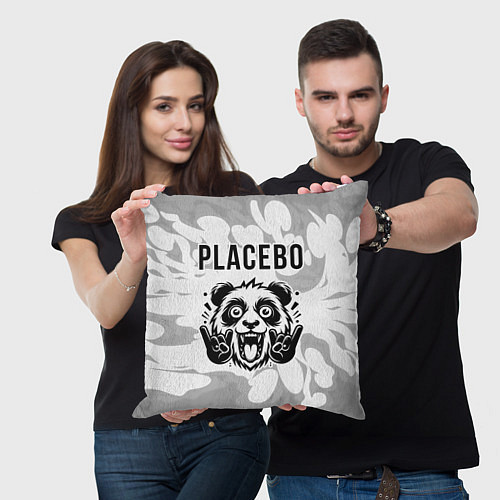 Подушка квадратная Placebo рок панда на светлом фоне / 3D-принт – фото 3