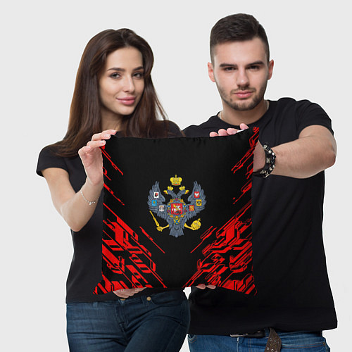 Подушка квадратная Герб России спортивный стиль / 3D-принт – фото 3