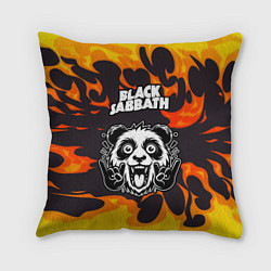 Подушка квадратная Black Sabbath рок панда и огонь, цвет: 3D-принт