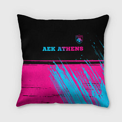 Подушка квадратная AEK Athens - neon gradient посередине, цвет: 3D-принт