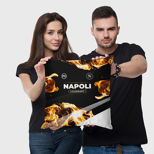 Подушка квадратная Napoli legendary sport fire / 3D-принт – фото 3