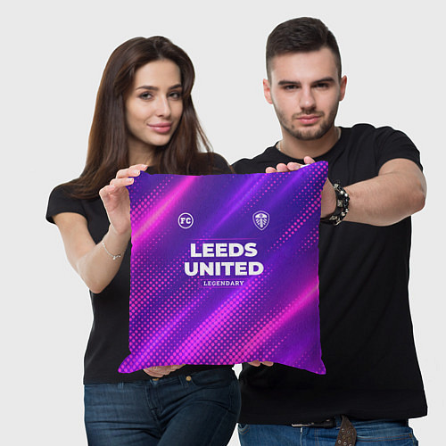 Подушка квадратная Leeds United legendary sport grunge / 3D-принт – фото 3