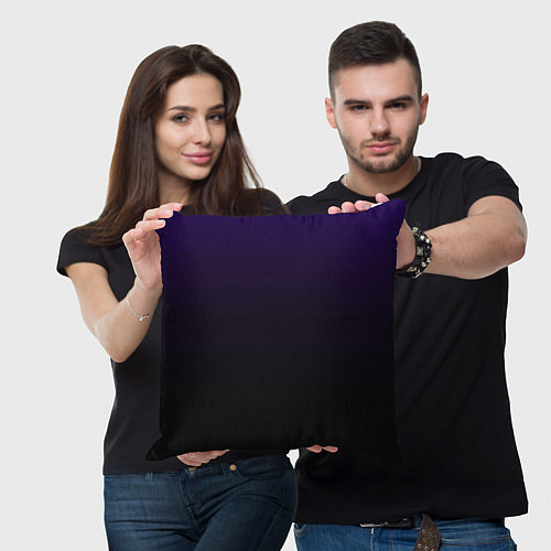 Подушка квадратная Фиолетово-чёрный тёмный градиент / 3D-принт – фото 3