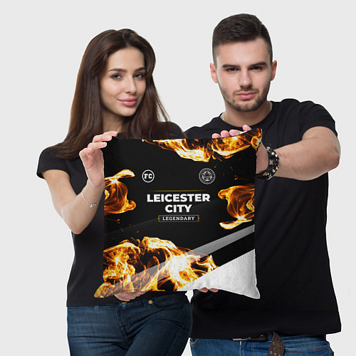 Подушка квадратная Leicester City legendary sport fire / 3D-принт – фото 3