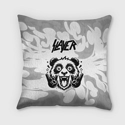 Подушка квадратная Slayer рок панда на светлом фоне, цвет: 3D-принт