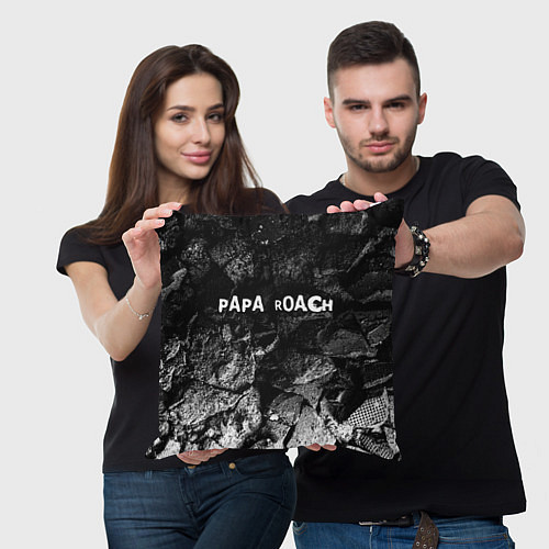 Подушка квадратная Papa Roach black graphite / 3D-принт – фото 3