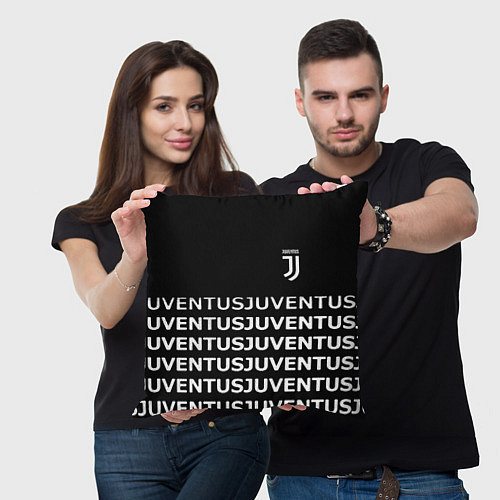 Подушка квадратная Juventus pattern fc club steel / 3D-принт – фото 3