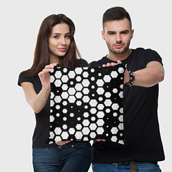 Подушка квадратная Белые соты киберпанк, цвет: 3D-принт — фото 2