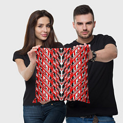 Подушка квадратная Красная техно броня, цвет: 3D-принт — фото 2