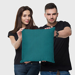 Подушка квадратная Бирюзовый в полоску, цвет: 3D-принт — фото 2