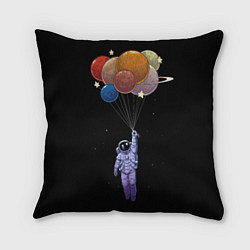 Подушка квадратная Космонавт с воздушными шарами, цвет: 3D-принт