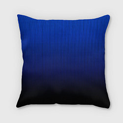 Подушка квадратная Полосатый градиент сине-чёрный, цвет: 3D-принт