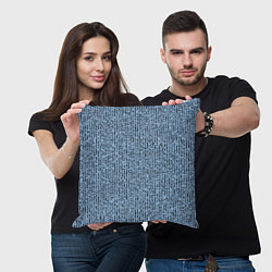 Подушка квадратная Голубой с чёрным мелкая мозаика, цвет: 3D-принт — фото 2