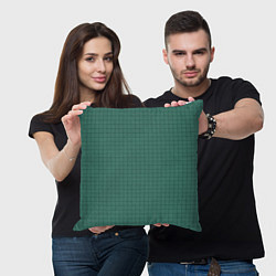 Подушка квадратная Патиново-зелёный в клетку, цвет: 3D-принт — фото 2