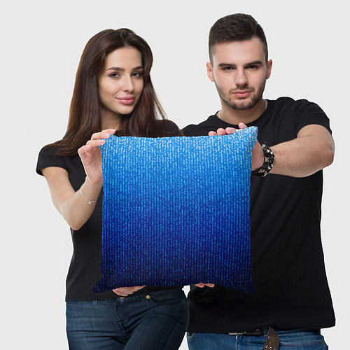 Подушка квадратная Сине-голубой в вертикальную полоску / 3D-принт – фото 3