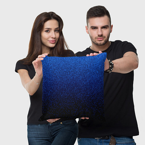 Подушка квадратная Градиент мелкая мозаика сине-чёрный / 3D-принт – фото 3