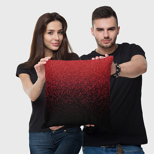 Подушка квадратная Градиент мозаика красно-чёрный / 3D-принт – фото 3