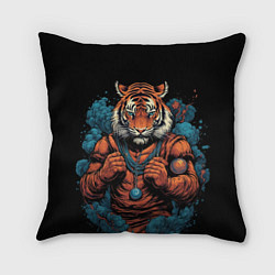 Подушка квадратная Муай - Тай тигр в стойке боевые искусства, цвет: 3D-принт