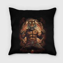 Подушка квадратная Муай - Тай боевой тигр в перчатках, цвет: 3D-принт