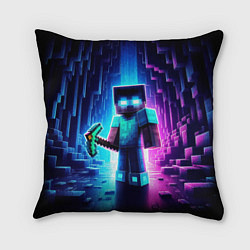 Подушка квадратная Minecraft - neon character ai art, цвет: 3D-принт