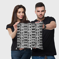 Подушка квадратная Панелька в черно-белых тонах, цвет: 3D-принт — фото 2