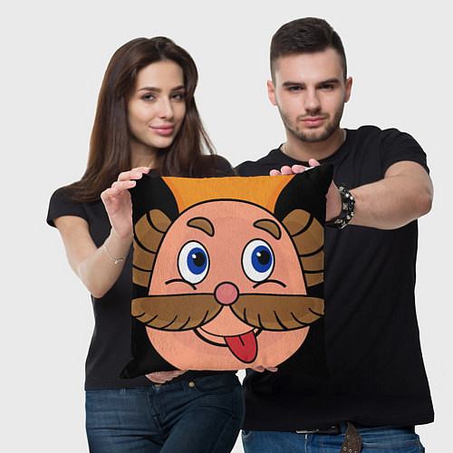 Подушка квадратная Веселый король смайликов - Funny king emoji / 3D-принт – фото 3