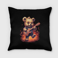 Подушка квадратная Плюшевый медведь играет на гитаре, цвет: 3D-принт