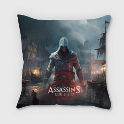Подушка квадратная Assassins creed ночной город, цвет: 3D-принт