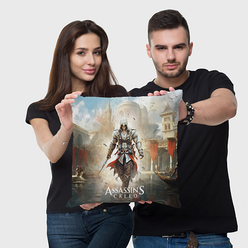 Подушка квадратная Assassins creed poster game / 3D-принт – фото 3