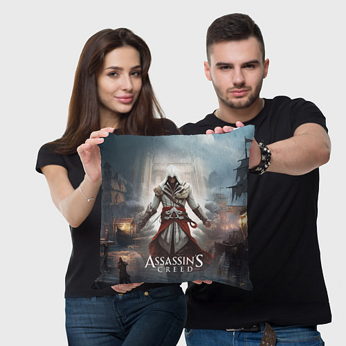 Подушка квадратная Assassins creed poster game / 3D-принт – фото 3