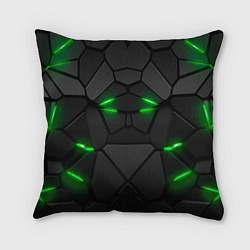 Подушка квадратная Броня в стиле киберпанка в виде плит, цвет: 3D-принт