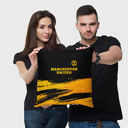 Подушка квадратная Manchester United - gold gradient посередине, цвет: 3D-принт — фото 2