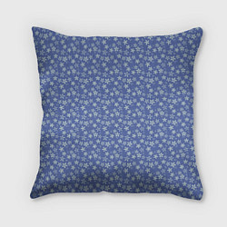 Подушка квадратная Светло-синий цветочный, цвет: 3D-принт