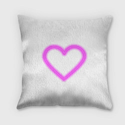Подушка квадратная Неоновое сиреневое сердце, цвет: 3D-принт