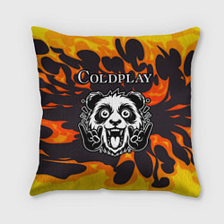 Подушка квадратная Coldplay рок панда и огонь, цвет: 3D-принт