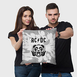 Подушка квадратная AC DC рок панда на светлом фоне, цвет: 3D-принт — фото 2