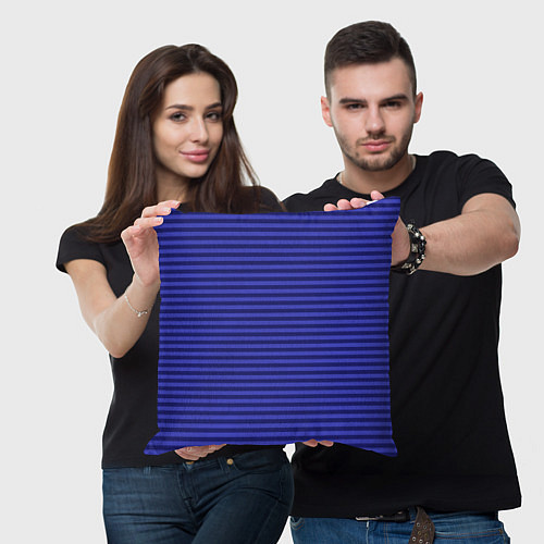 Подушка квадратная Сине-фиолетовый в горизонтальную полоску / 3D-принт – фото 3