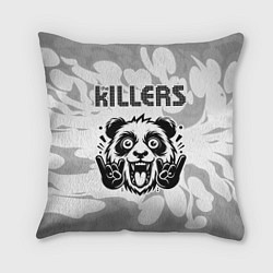 Подушка квадратная The Killers рок панда на светлом фоне