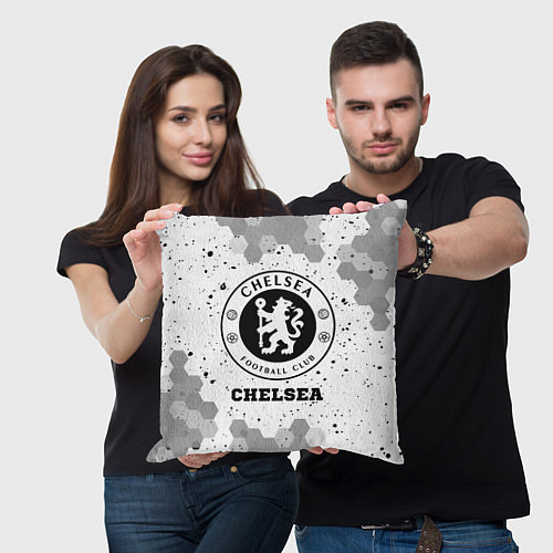 Подушка квадратная Chelsea sport на светлом фоне / 3D-принт – фото 3