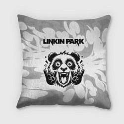 Подушка квадратная Linkin Park рок панда на светлом фоне, цвет: 3D-принт