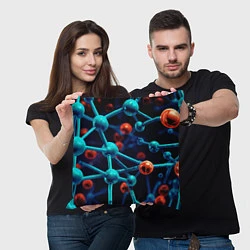 Подушка квадратная Молекулы под микроскопом, цвет: 3D-принт — фото 2