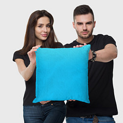 Подушка квадратная Мягкий градиент ярко-голубой, цвет: 3D-принт — фото 2