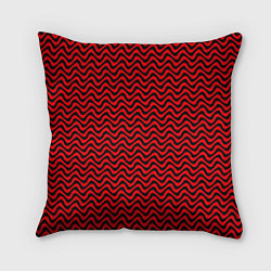Подушка квадратная Чёрно-красный искажённые полосы, цвет: 3D-принт